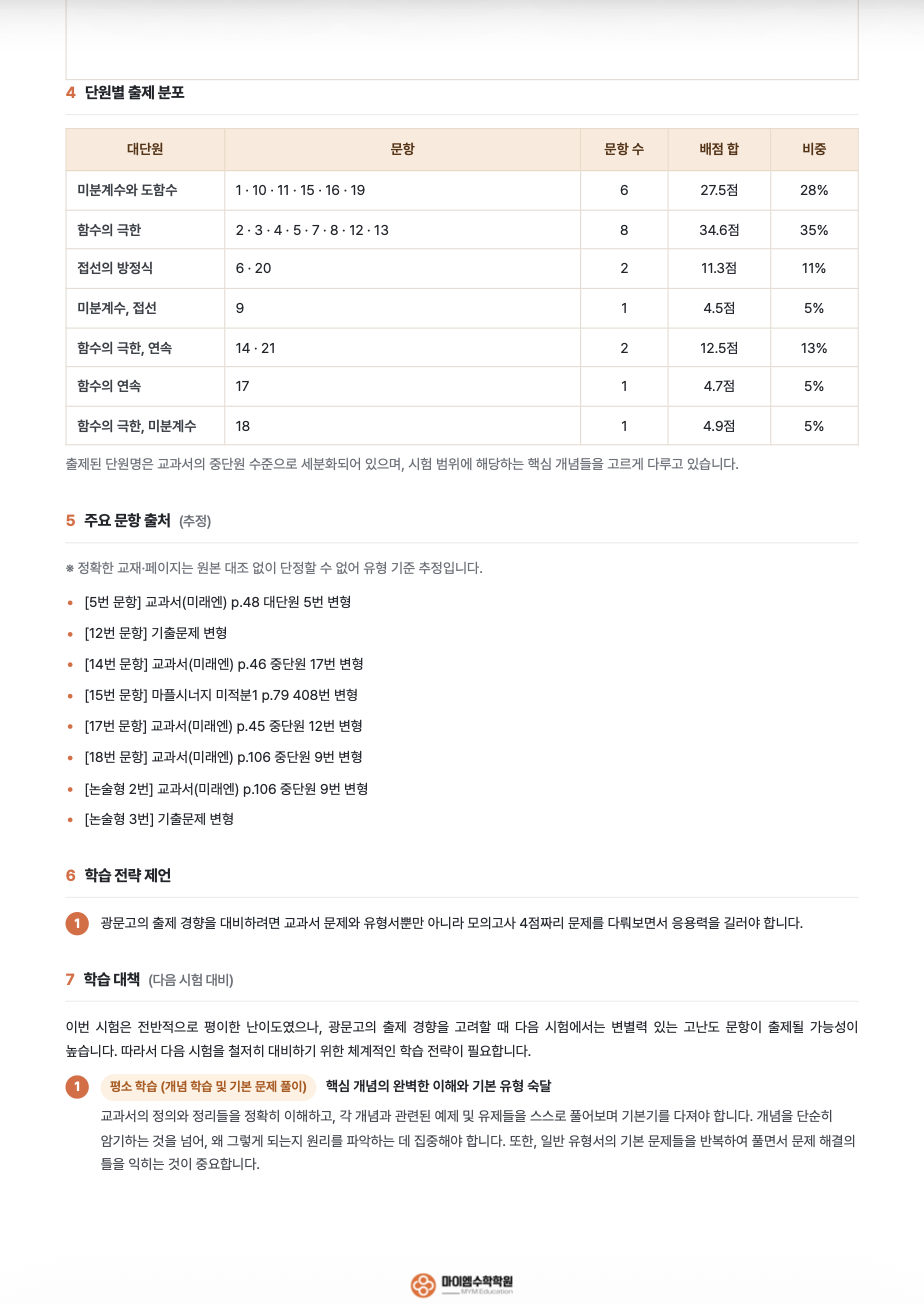 광문고등학교 2학년 기출분석 3