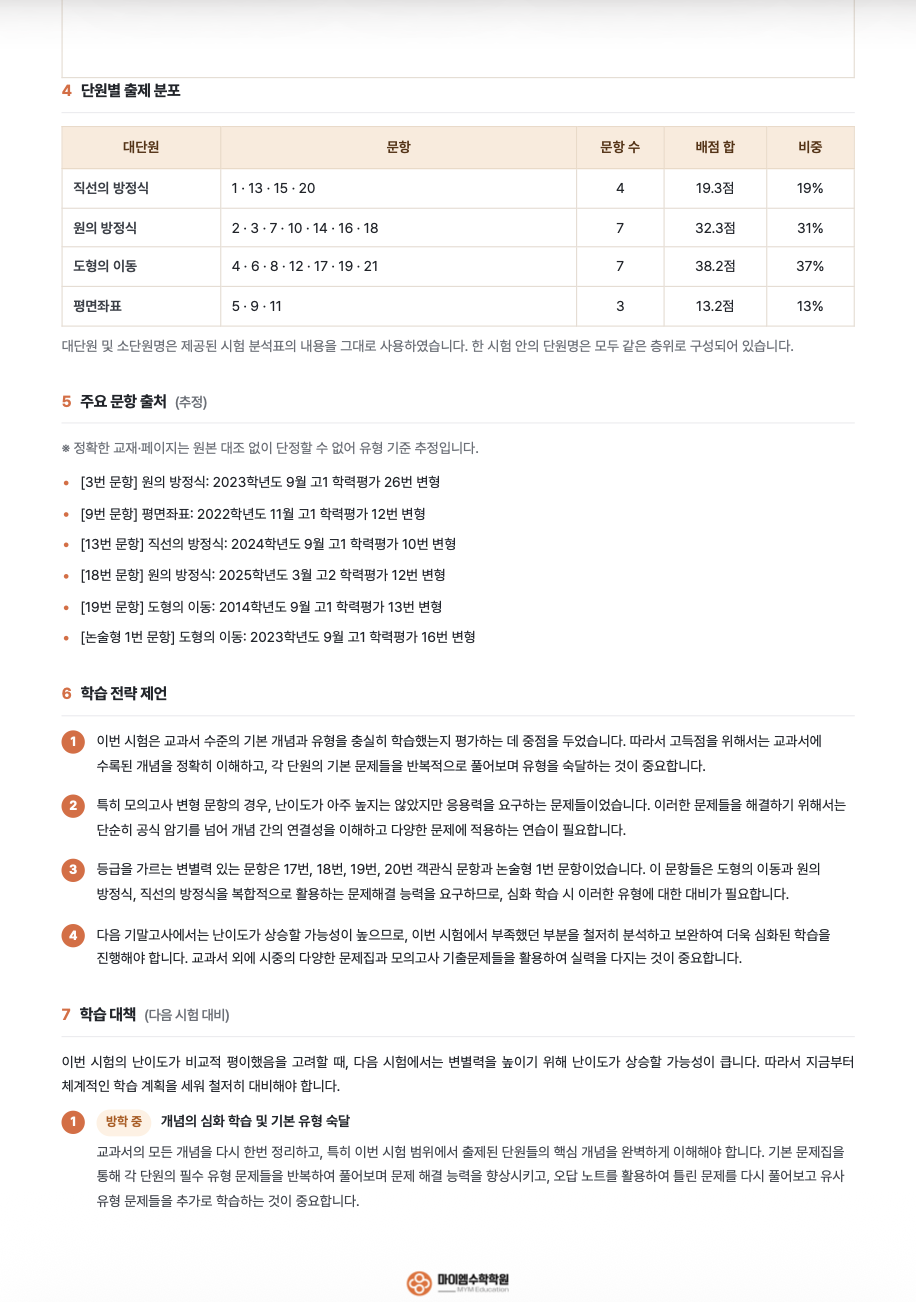 광명고등학교 1학년 기출분석 3